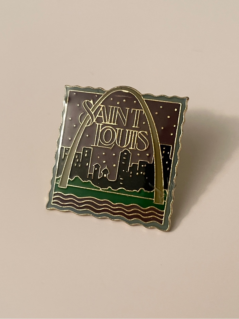 Vintage Saint Louis Arch Enamel Lapel Pin Skyline MRTC